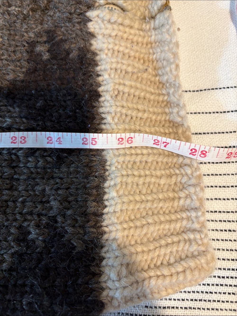 Hand Knit Buffalo Wool Zip-Up Cardigan Sweater Cream Brown Western Cabin Cozy - Picture 6 of 6
